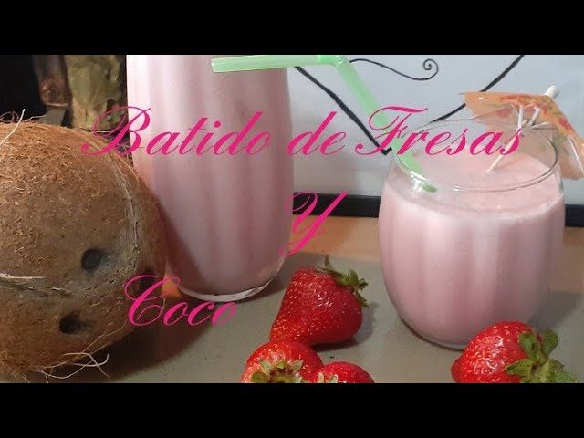 batido de fresa con leche de coco